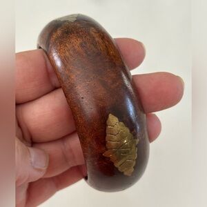 Vintage Wood Bangle with Brass Inlay new!